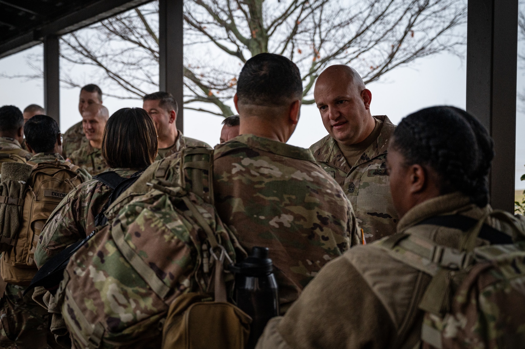 U.S. Army Soldiers assigned to the 44th Infantry Brigade Combat Team, New Jersey Army National Guard, prepare to depart from Joint Base McGuire-Dix-Lakehurst, N.J., Jan. 25, 2024. More than 1,500 NJARNG Soldiers are deploying to support U.S. Central Command’s Combined Joint Task Force-Operation Inherent Resolve. This is the largest deployment of NJARNG Soldiers since 2008. (U.S. Air Force photo by Senior Airman Sergio Avalos)