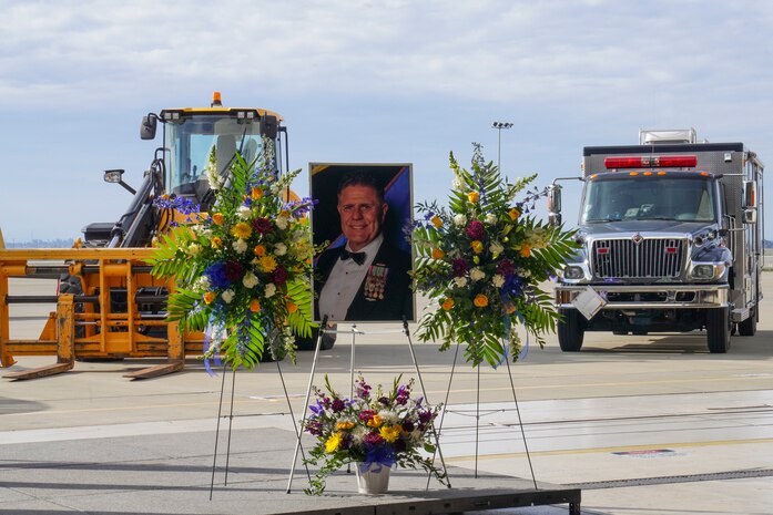 A photograph of the late Calvin Hendrix, 9th Civil Engineer Squadron deputy commander, during a memorial ceremony held Jan. 19, 2024, at Beale Air Force Base, California.