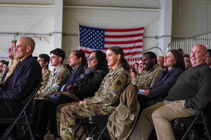 Beale Air Force Base Airmen and personnel attend the late Calvin Hendrix, 9th Civil Engineer Squadron deputy commander, memorial ceremony Jan. 19, 2024, at Beale Air Force Base, California