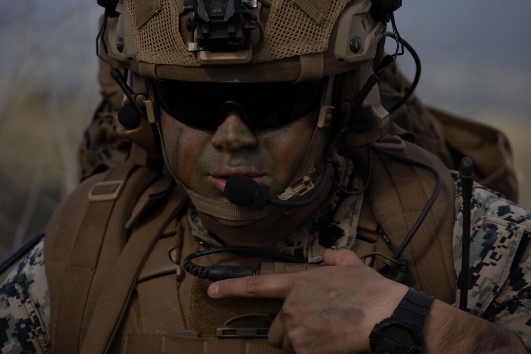 U.S. Marines with 1st Air Naval Gunfire Liaison Company assess firepower control teams
