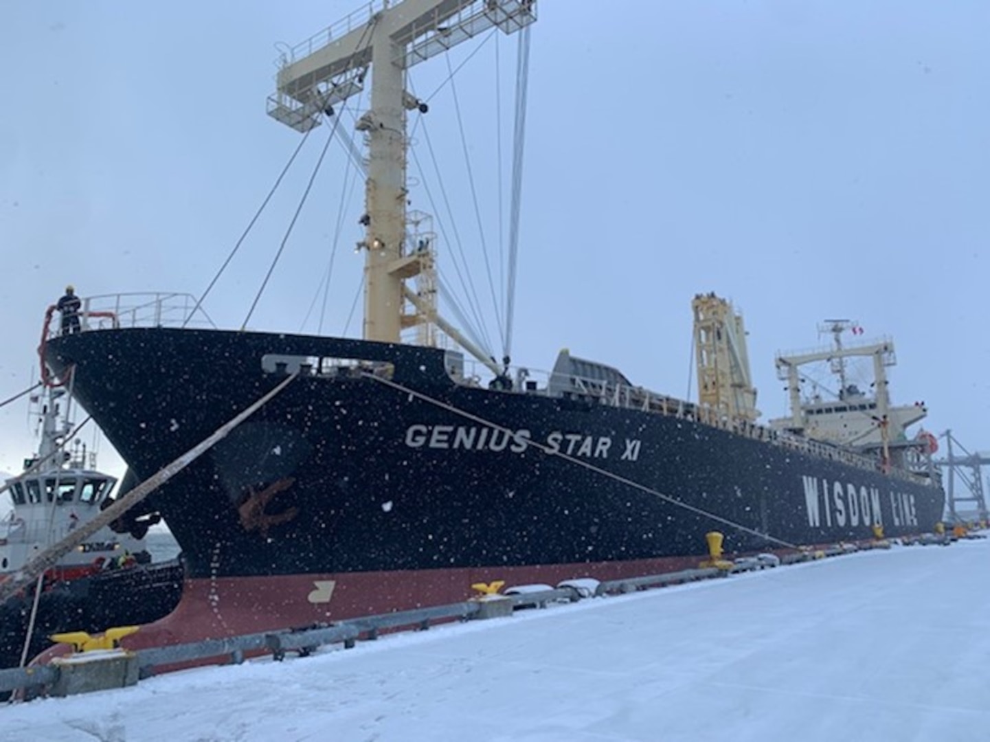 M/V Genius Star XI arrives dockside in Dutch Harbor, AK on January 30, 2024. Courtesy photo.