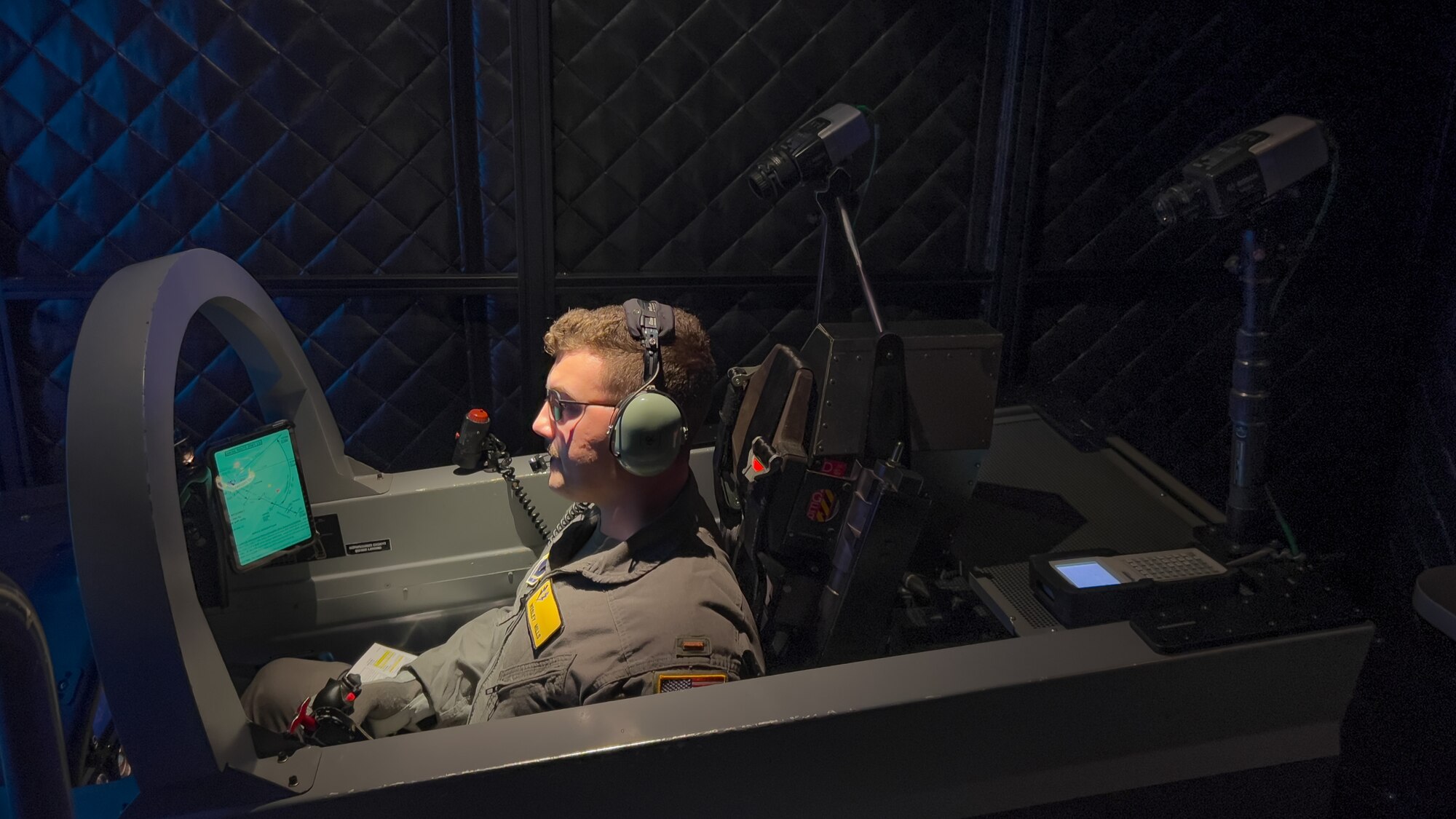 pilot in flight simulator