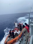 Coast Guard Cutter Donald Horsley’s small boat during one of multiple approaches to transfer a group of 28 interdicted migrants to a Dominican Republic Navy vessel just off Punta Cana, Dominican Republic, Jan. 30, 2024.  The Coast Guard Cutter Paul Clark interdicted the migrants aboard a makeshift vessel, approximately 65 nautical miles northwest of Puerto Rico, Jan. 29, 2024. (Courtesy photo from the Dominican Republic Navy)