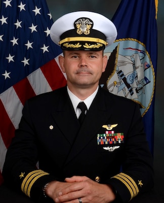(Jan. 31, 2024) NAVAL STATION NORFOLK, Va. -- Official portrait of Cmdr. Mark Demaree (U.S. Navy photo)