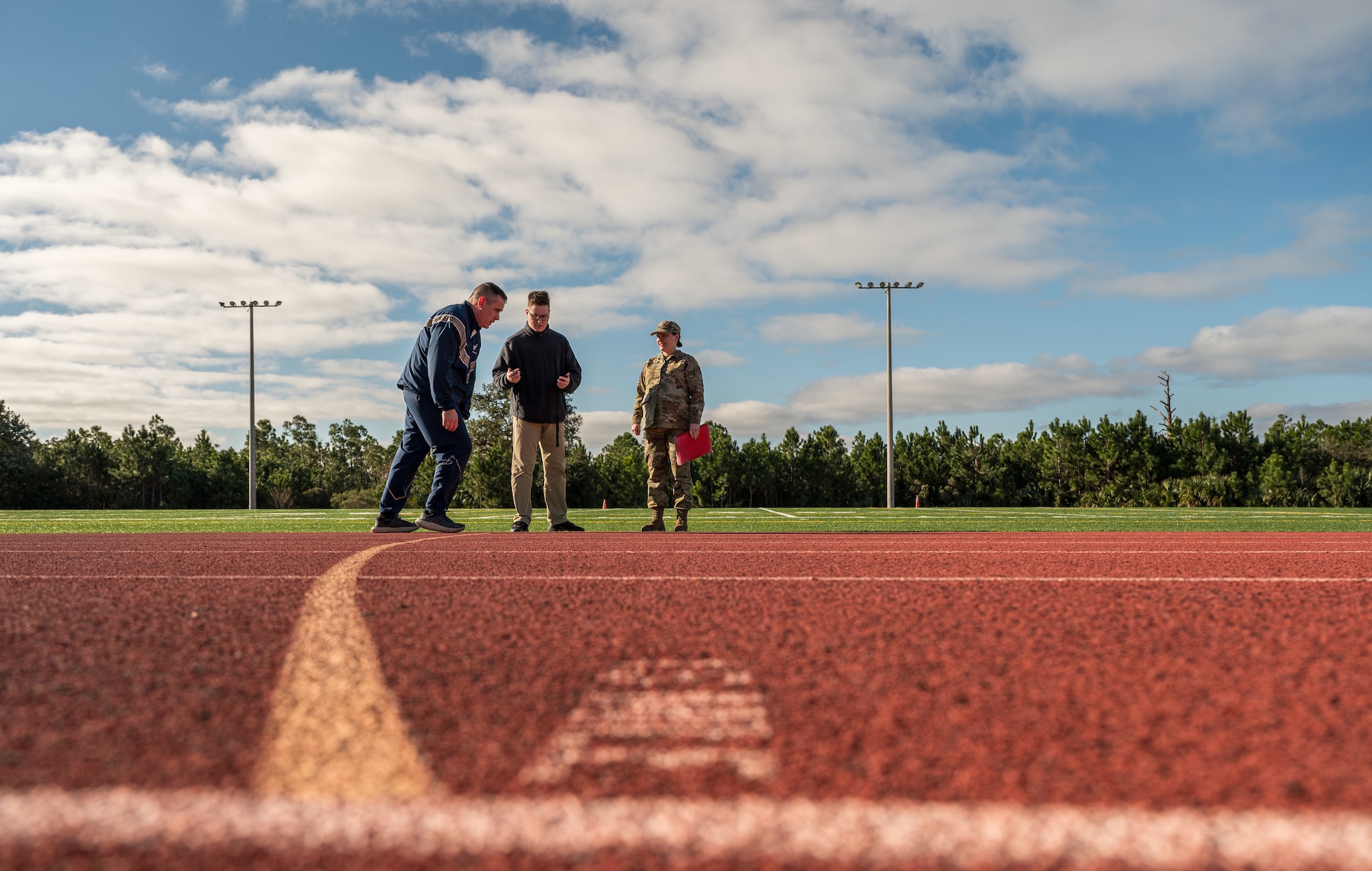 Airmen conduct a PT test