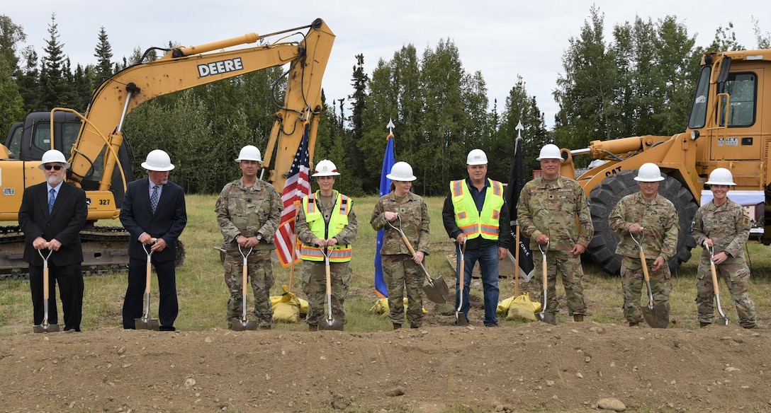 Representatives of the Alaska District attended a groundbreaking ceremony for a new 84-person dormitory at Clear Space Force Station in August 2023.