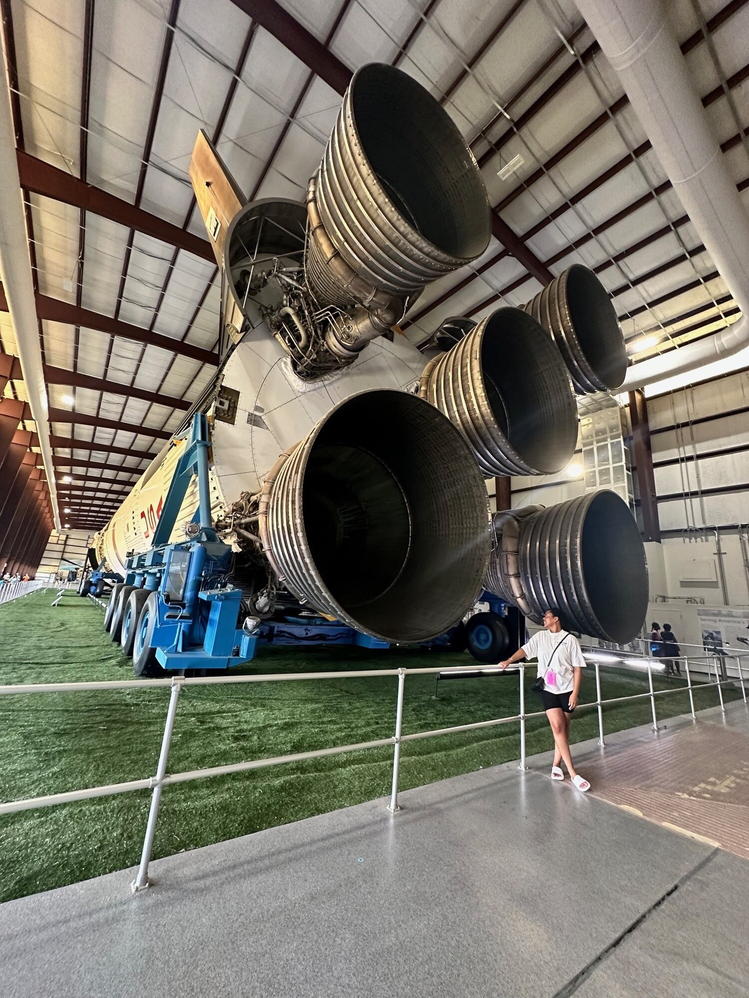 U.S. Space Force Sgt. Kendra Walker poses next to a space shuttle during a birthday visit to Johnson Space Center in Houston, Texas. A life-long dream of Walker’s is to one day become an astronaut. (Courtesy photo)