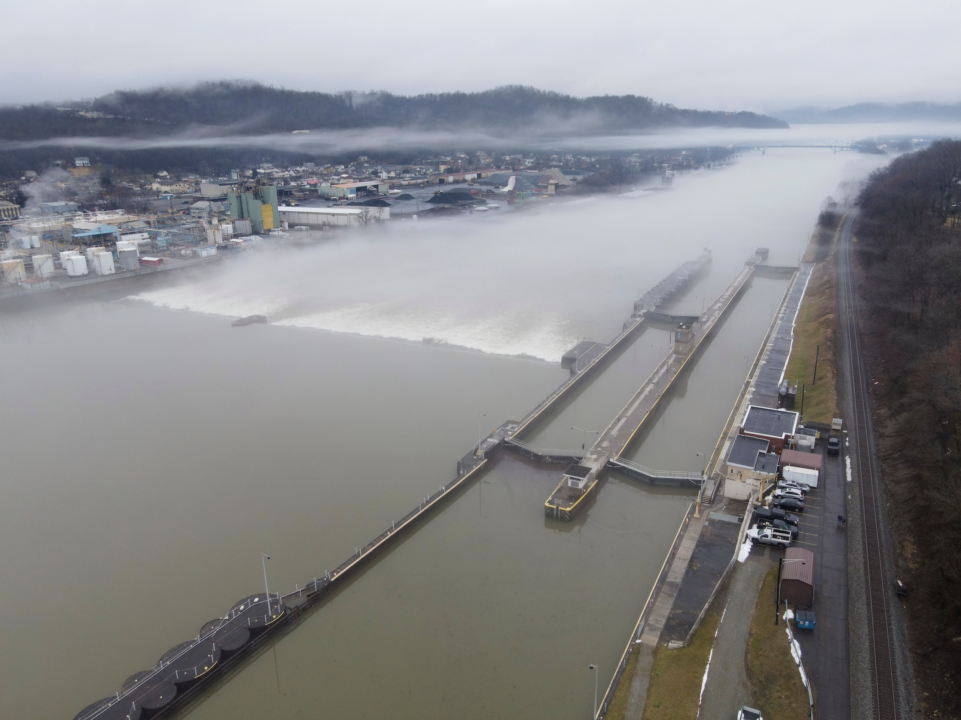 The U.S. Army Corps of Engineers Pittsburgh District operates 23 navigable locks and dams on the Allegheny, Monongahela and Ohio rivers year-round regardless of weather, including in foggy conditions that restrict visibility.