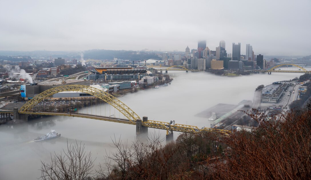 The U.S. Army Corps of Engineers Pittsburgh District operates 23 navigable locks and dams on the Allegheny, Monongahela and Ohio rivers year-round regardless of weather, including in foggy conditions that restrict visibility.