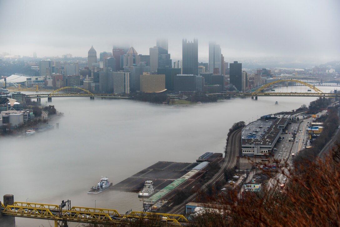 The U.S. Army Corps of Engineers Pittsburgh District operates 23 navigable locks and dams on the Allegheny, Monongahela and Ohio rivers year-round regardless of weather, including in foggy conditions that restrict visibility.