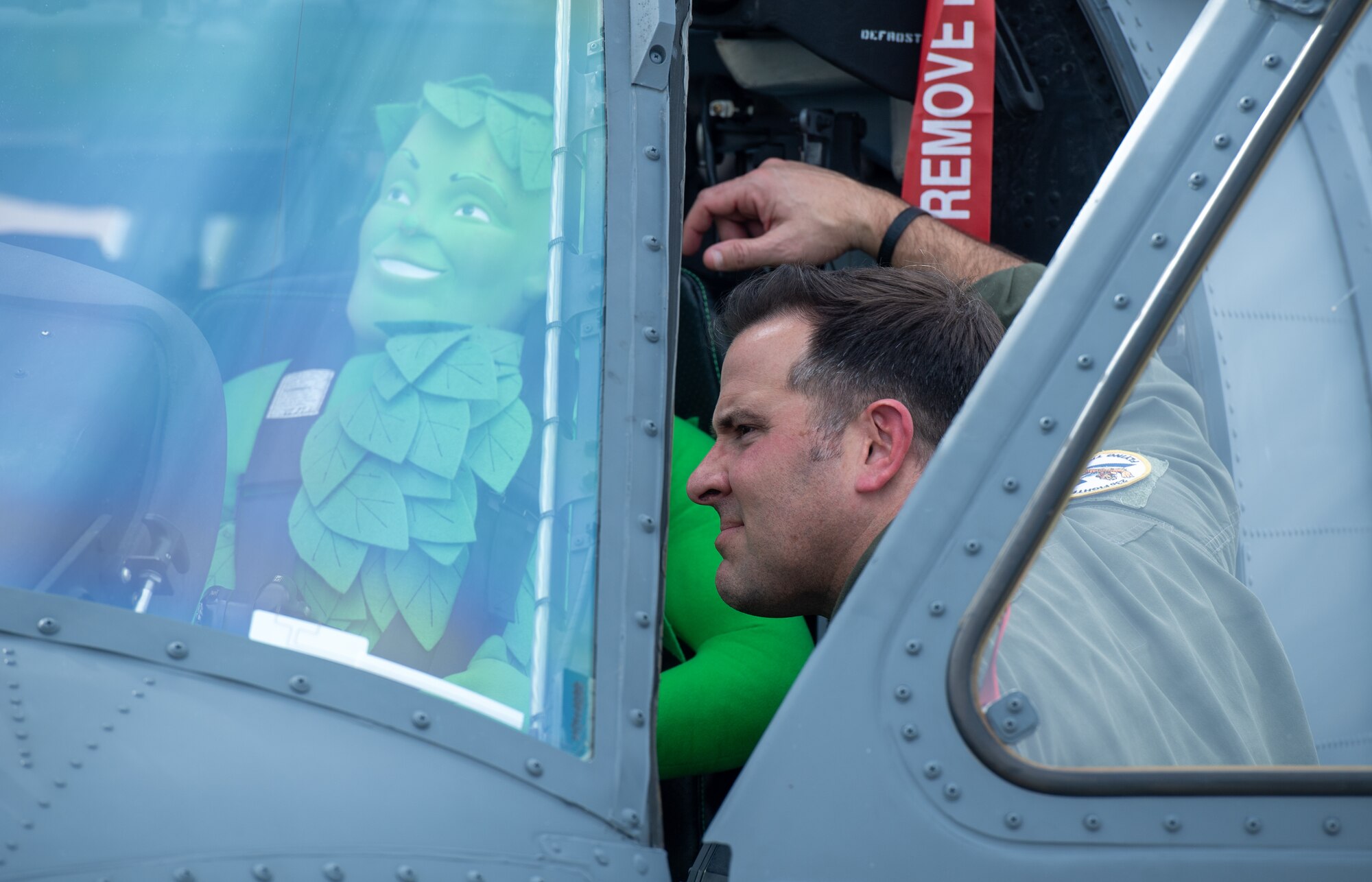 U.S. Air Force Col. Nicholas DiCapua, 23rd Fighter Group commander, inspects an HH-60W Jolly Green II at Moody Air Force Base, Georgia, Jan. 26th, 2024. DiCapua examined and graded maintainers and their aircraft during the Top Tiger competition. (U.S. Air Force photo by Airman Cade Ellis)