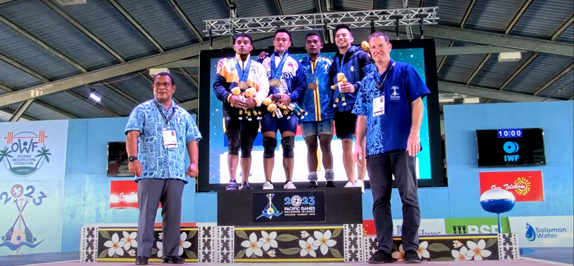A group photo of weightlifters
