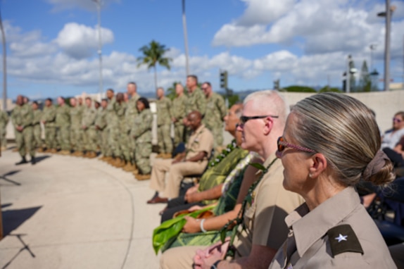 Joint Task Force–Red Hill (JTF-RH) leadership attend the Navy Closure Task Force - Red Hill (NCTF-RH) a blessing ceremony Jan. 18, 2024, at Joint Base Pearl Harbor-Hickam, Hawaii.