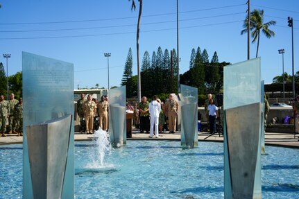 Joint Task Force–Red Hill (JTF-RH) leadership attend the Navy Closure Task Force - Red Hill (NCTF-RH) a blessing ceremony Jan. 18, 2024, at Joint Base Pearl Harbor-Hickam, Hawaii.