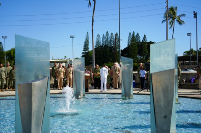 Joint Task Force–Red Hill (JTF-RH) leadership attend the Navy Closure Task Force - Red Hill (NCTF-RH) a blessing ceremony Jan. 18, 2024, at Joint Base Pearl Harbor-Hickam, Hawaii.