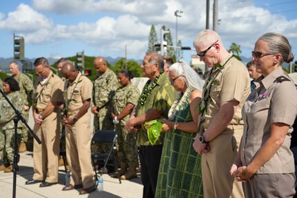 Joint Task Force–Red Hill (JTF-RH) leadership attend the Navy Closure Task Force - Red Hill (NCTF-RH) a blessing ceremony Jan. 18, 2024, at Joint Base Pearl Harbor-Hickam, Hawaii.