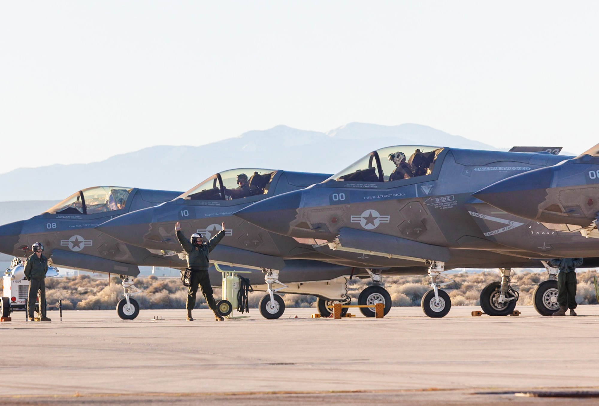 F-35Bs from the 3rd Marine Aircraft Wing participate in the inaugural Bamboo Eagle exercise at Edwards Air Force Base, CA., Jan 29, 2024. Bamboo Eagle provides Airmen, allies, and partners with a multidimensional, combat-representative battle-space to conduct advanced training in support of U.S. national interests.