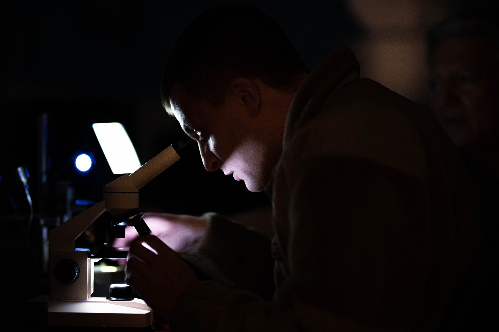 U.S. Air Force Tech. Sgt. Jonathan Juckel, 54th Operations Support Squadron weather flight craftsman, inspects a field sample at Holloman Air Force Base, New Mexico, Jan. 30, 2024. The team conducted their first-time exercise in sand dunes on the installation to better understand the desert conditions in the areas surrounding Holloman. Many of the unique environmental factors in the environment here could influence the 49th Wing’s mission. (U.S Air Force photo by Airman 1st Class Isaiah Pedrazzini)