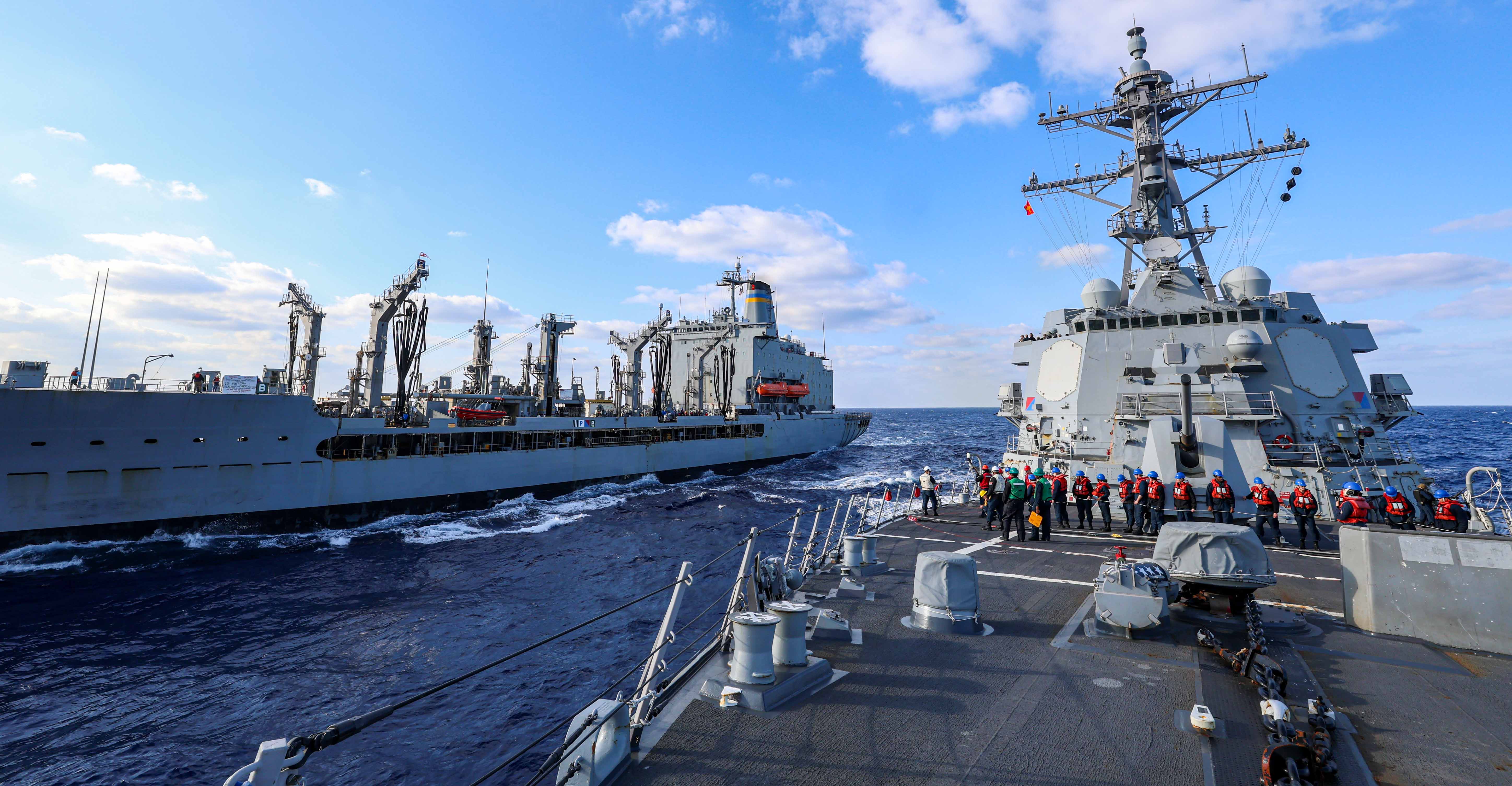 USS John Finn (DDG 113) replenishment with USNS John Ericsson (T-AO 194)  in the Philippine Sea.