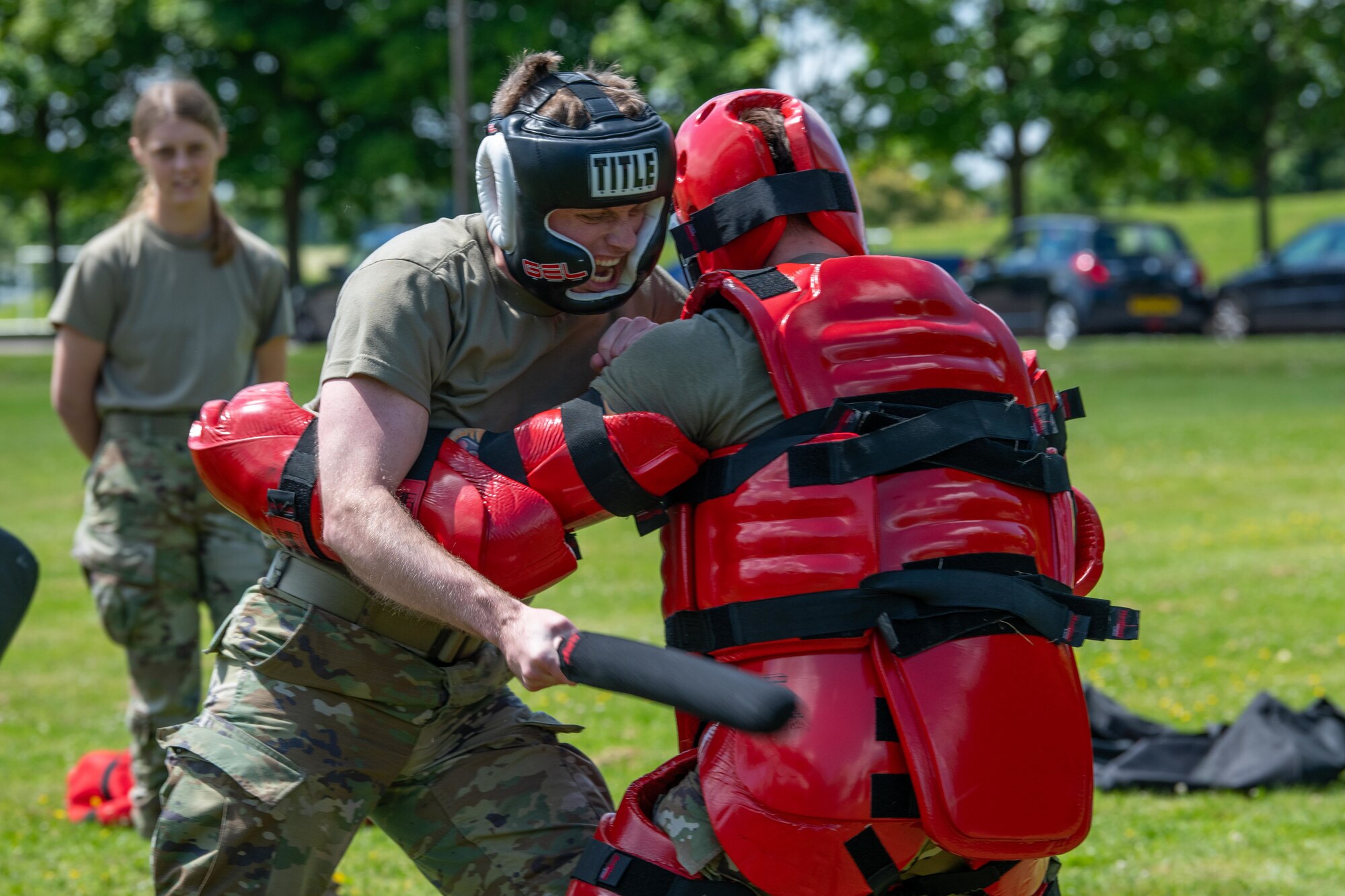 An Airman defends himself in Red Man training