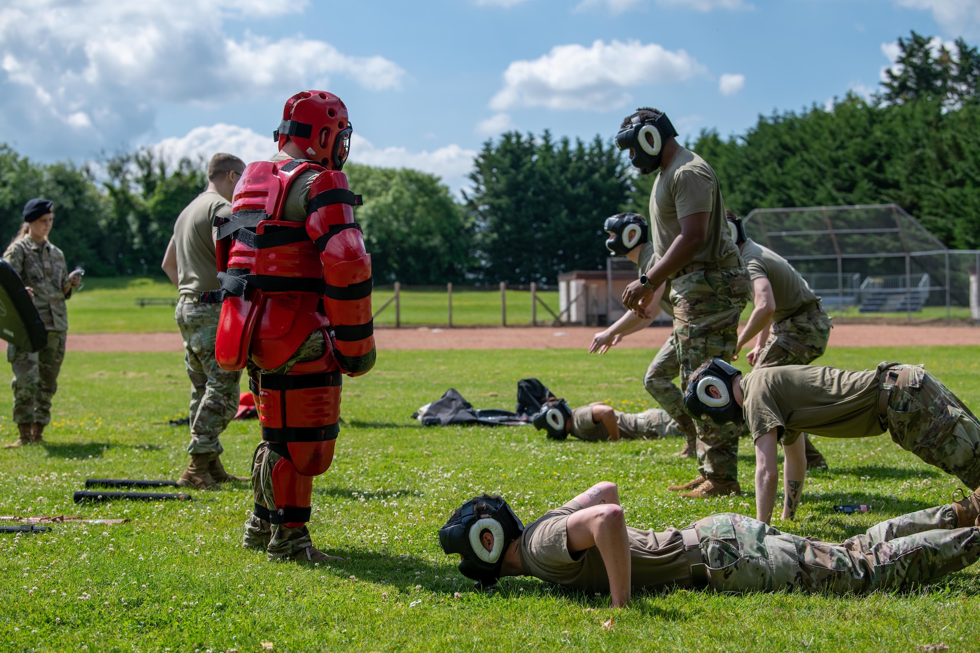Airmen perform burpees