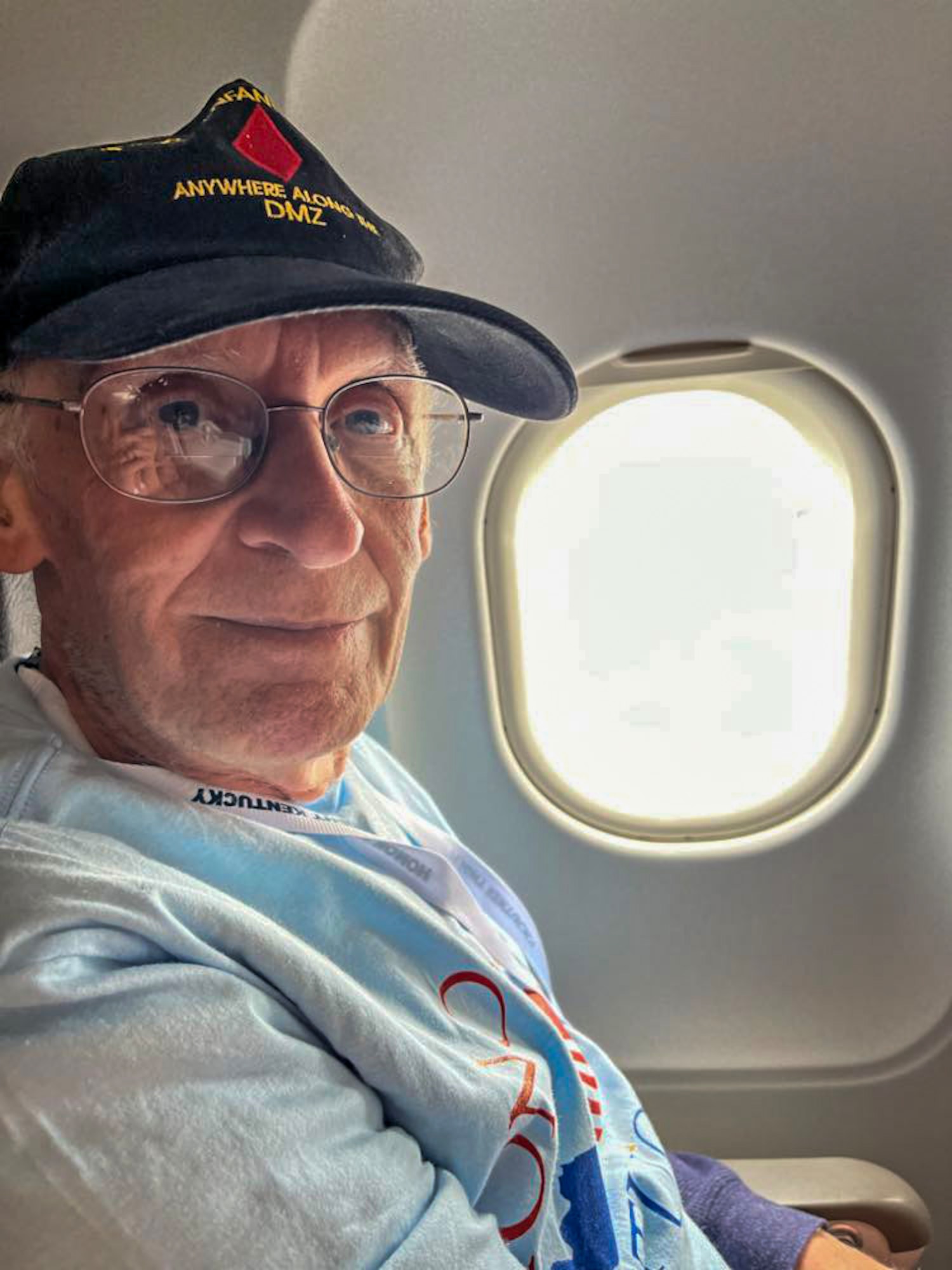 Vietnam veteran Larry Rowe, father of Chief Master Sgt. Robert Rowe, 87th Aerial Port Squadron. Both father and son recently took part in the May 19, 2024, Honor Flight from Lexington, Kentucky, to Washington. (Courtesy photo)