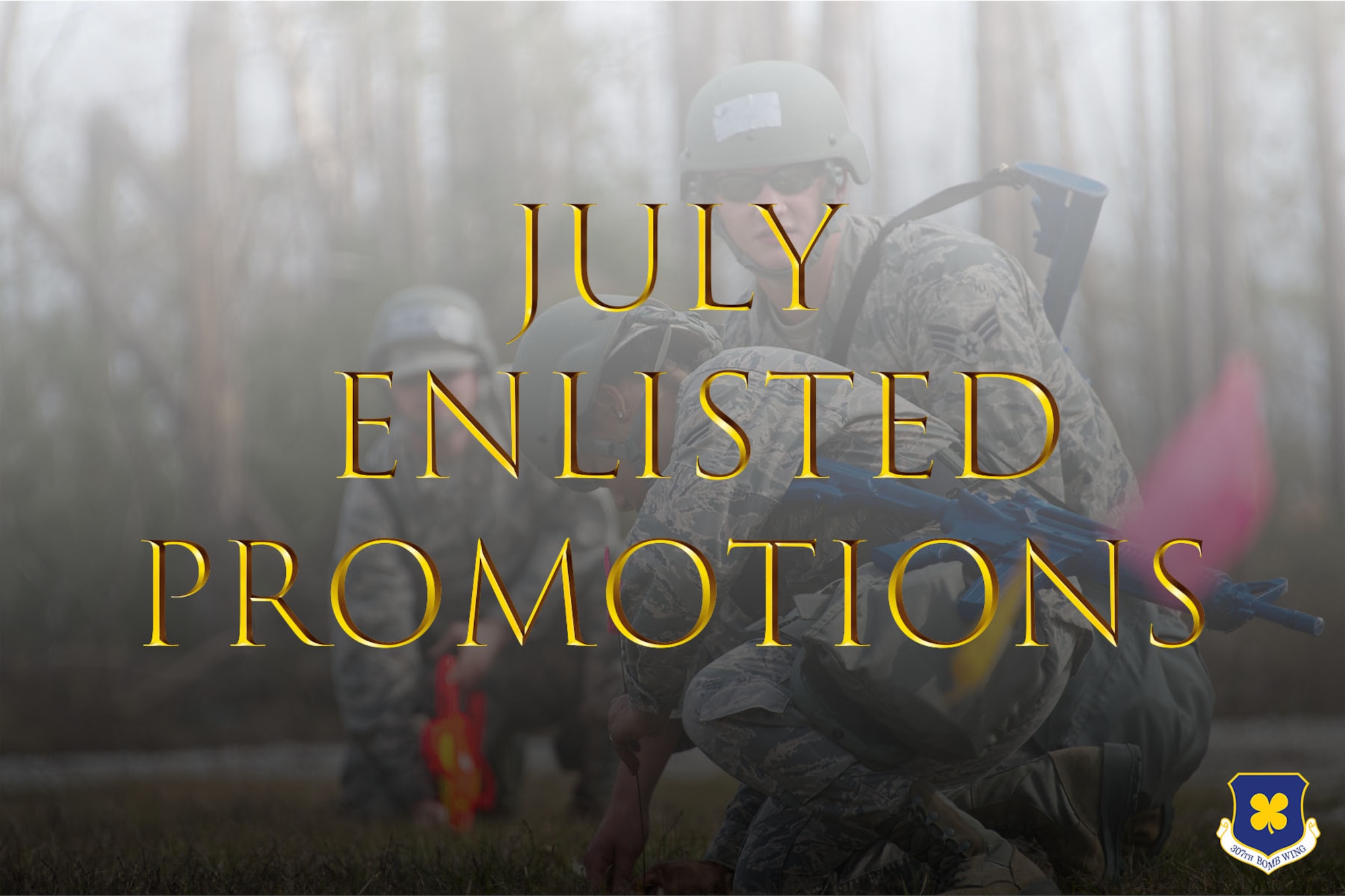 Graphic that reads July Enlisted Promotions