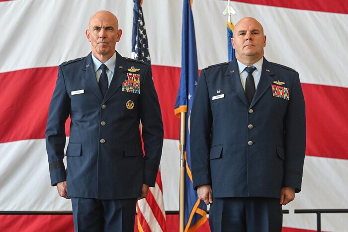 U.S. Military officers stand at attention