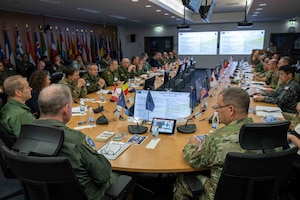 NATO Allies from 23 Nations and two Partner Nations, Australia and Japan, participate in the second ever NATO Space Operations Commanders’ Conference at Allied Air Command, June 12-13, 2024. Participants discussed space capability and capacity through collaboration and cooperation with a focus on Space Security and Space Warfare. (NATO AIRCOM photo by OR-9 Arnaud Chamberlin)