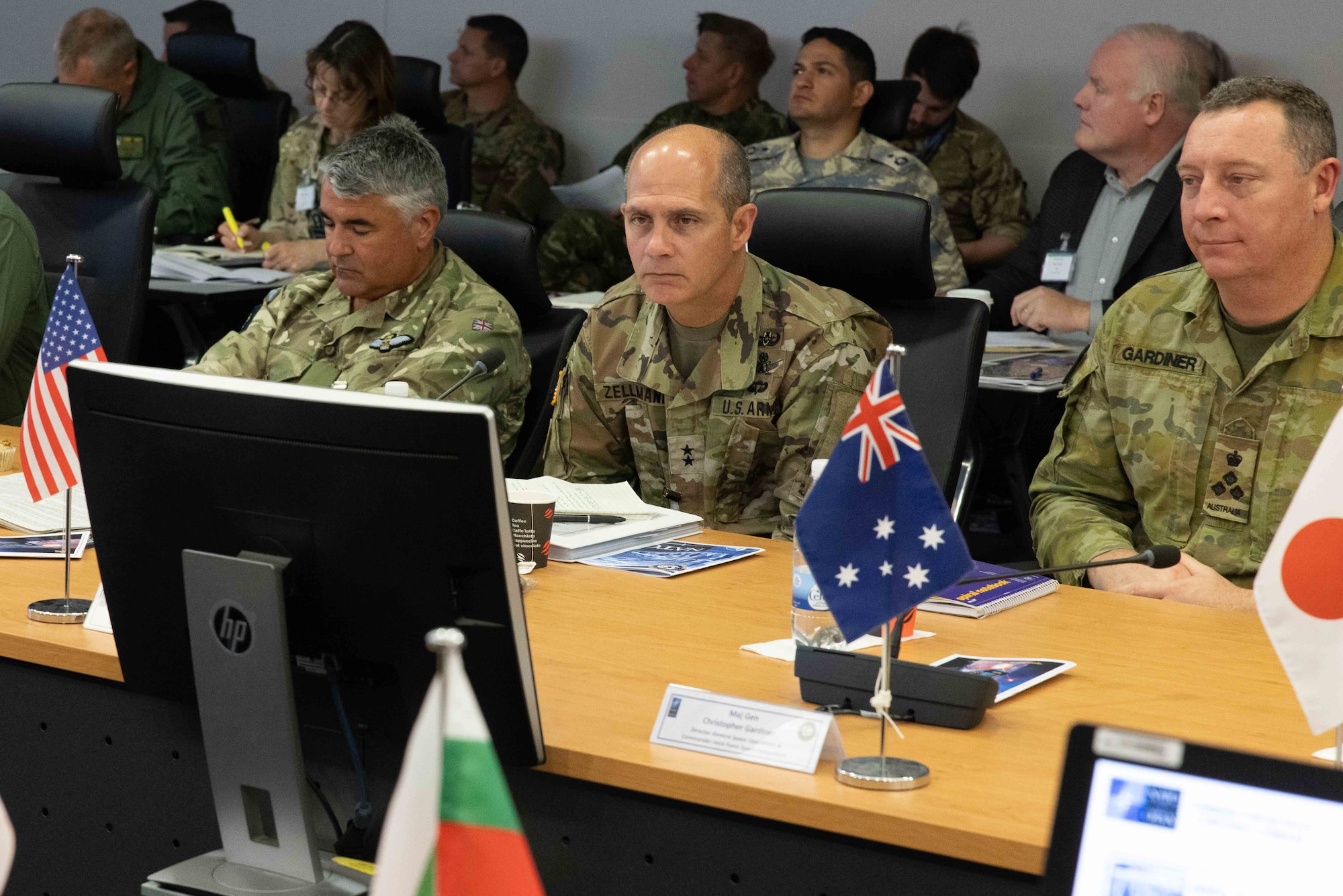 Maj. Gen. Richard L. Zellmann, Deputy Combined Joint Force Space Component Commander, follows along to a brief at the second ever NATO Space Operations Commanders’ Conference at Allied Air Command, June 12-13, 2024. Zellmann spoke to participants about the need for collaboration to combat threats in space stating that “deterring the threats we face today requires nothing less than a dynamic and robust posture across the Alliance.” (NATO AIRCOM photo by OR-9 Arnaud Chamberlin)