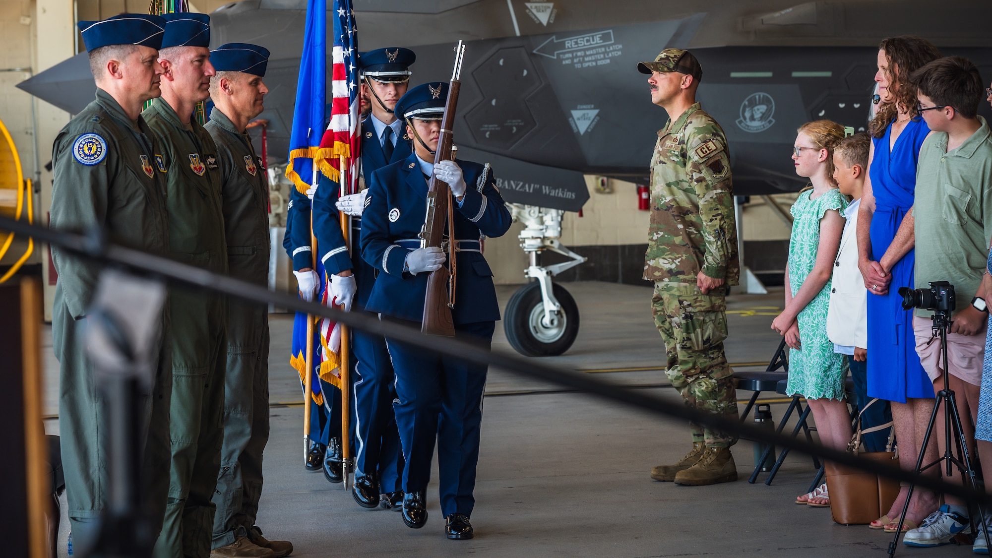 Honor guard prepares to present the colors.