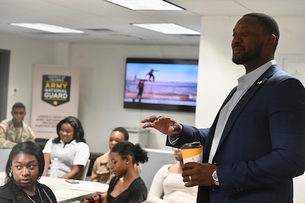 Participants of the 2024 Marion Barry Summer Youth Employment Program attend orientation at the D.C. Armory, June 26. The cohort, comprised of young adults age 18-21, will gain exposure in approx. a dozen work-centers within the D.C. National Guard and D.C. Government Operations-DCNG until Aug. 2. Orientation day included meetings with Marcus Hunt, director, D.C. Government Operations-DCNG, and Maj. Gen. John C. Andonie, Commanding General (interim), D.C. National Guard. Participants also received a tour of the D.C. National Guard Museum highlighting 222-years of service to the nation and District.