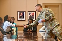 Participants of the 2024 Marion Barry Summer Youth Employment Program attend orientation at the D.C. Armory, June 26. The cohort, comprised of young adults age 18-21, will gain exposure in approx. a dozen work-centers within the D.C. National Guard and D.C. Government Operations-DCNG until Aug. 2. Orientation day included meetings with Marcus Hunt, director, D.C. Government Operations-DCNG, and Maj. Gen. John C. Andonie, Commanding General (interim), D.C. National Guard. Participants also received a tour of the D.C. National Guard Museum highlighting 222-years of service to the nation and District.