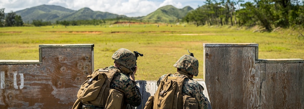 U.S. Marines fire M4 carbines during an unknown distance range on Camp Hansen, Okinawa, Japan, June 27, 2024.