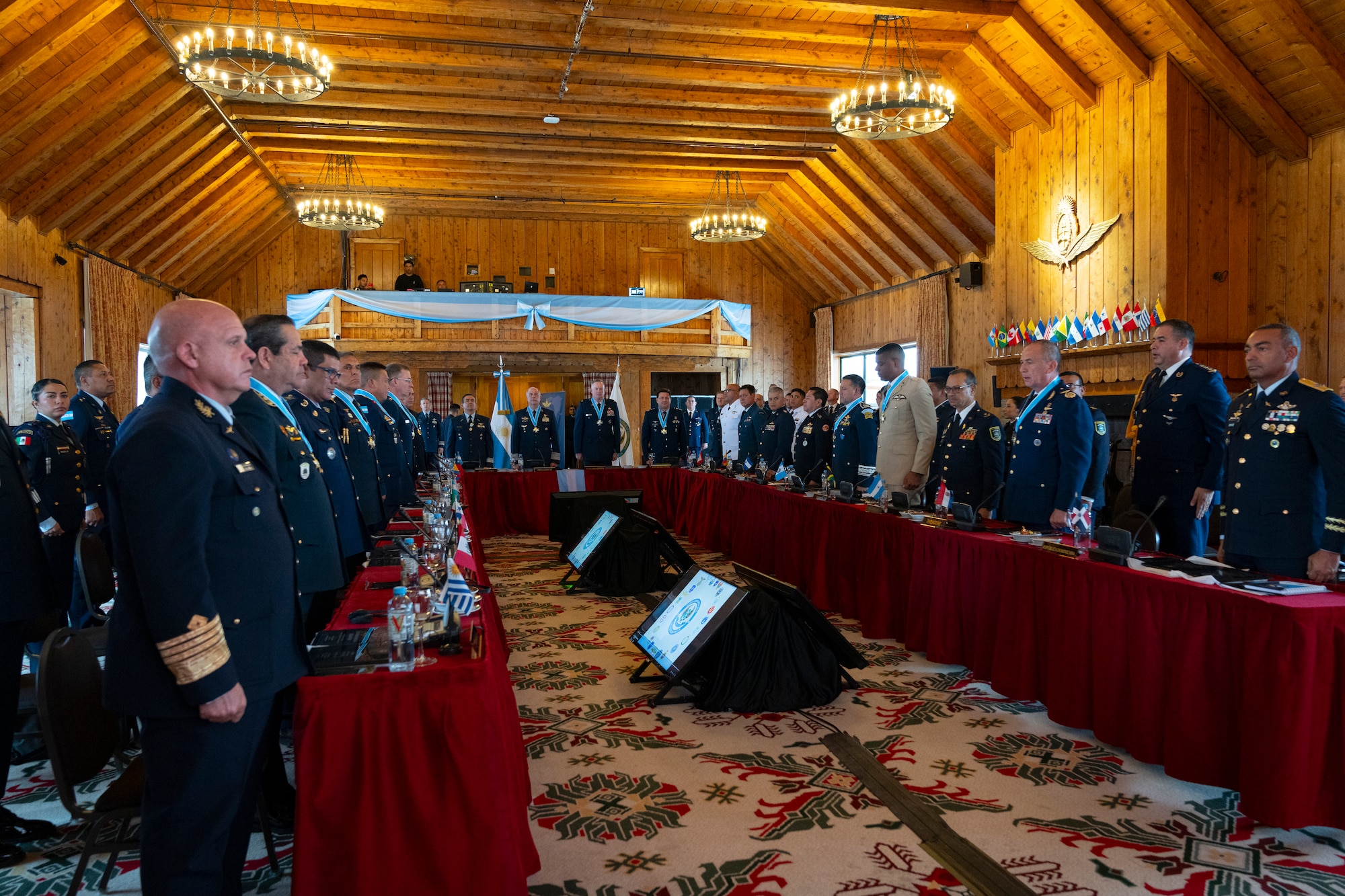 Air Chiefs and representatives from across the Western Hemisphere attend the 64th Conference of the American Air Chiefs meeting in San Carlos de Bariloche, Argentina, June 20, 2024. CONJEFAMER is a multi-national conference held to promote the exchange of experiences, knowledge and training while strengthening the capacities of the American Air Forces and their equivalents. (U.S. Air Force photo by Tech. Sgt. Rachel Maxwell)