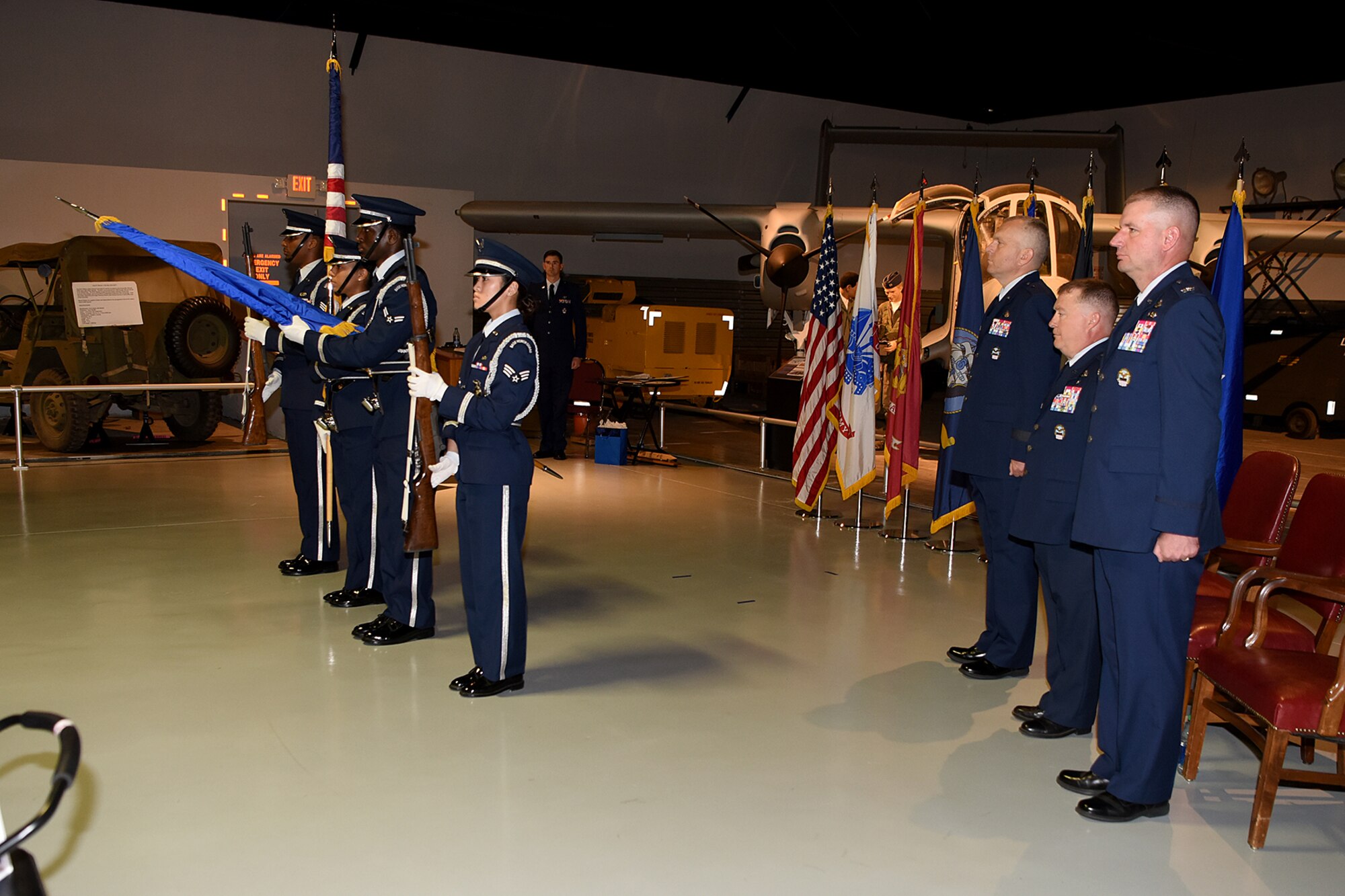An honor guard presents the colors