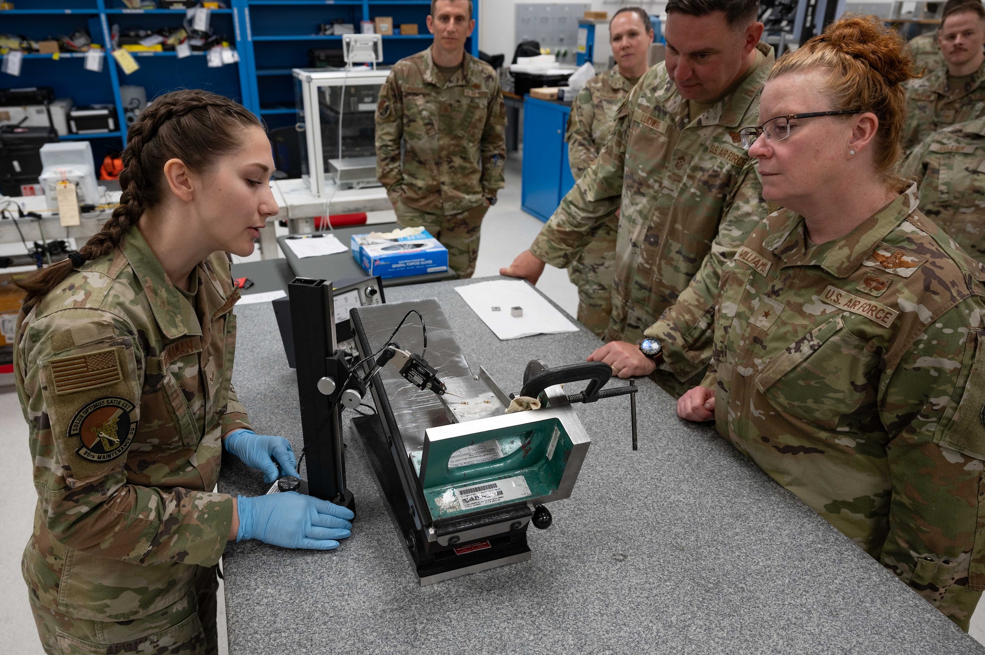 Airman provides a demonstration in a lab