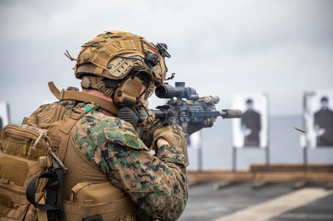 BLT 1/8, 24th MEU (SOC) Deck Shoot Aboard USS Wasp (LHD 1)