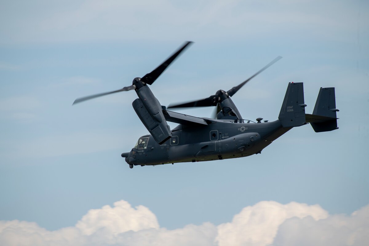 A CV-22B Osprey takes flight.