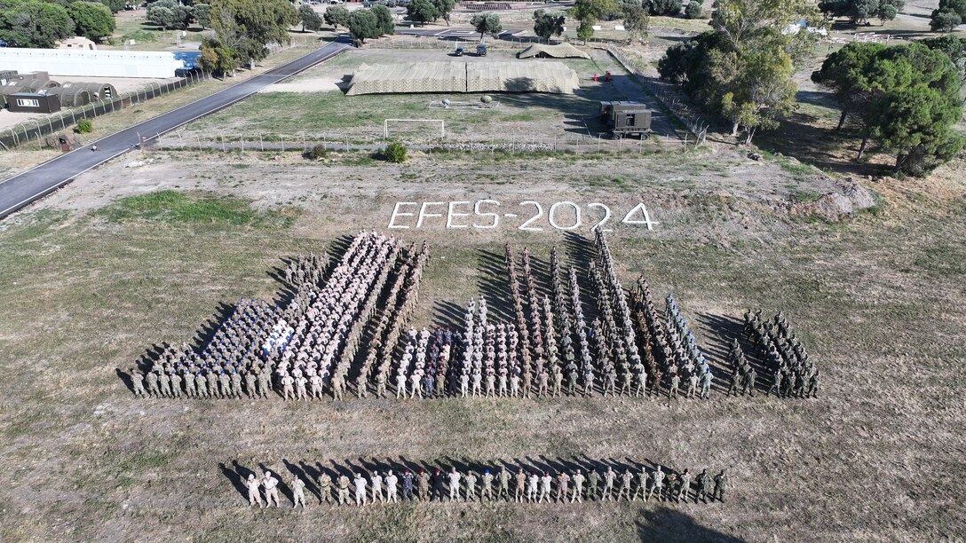 U.S. Marines with 2d Assault Amphibian Battalion, 2d Marine Division, and NATO Allies, pose for a photo during exercise EFES in Izmir, Turkey, on May 28, 2024. Exercise EFES 2024 is an international Combined Joint Live-Fire Exercise focused on increasing force readiness, promoting stability and prosperity in the region, and interoperability between the U.S., Turkey, and a total of 49 allied nations including 11,000 involved military personnel. (Courtesy Photo)