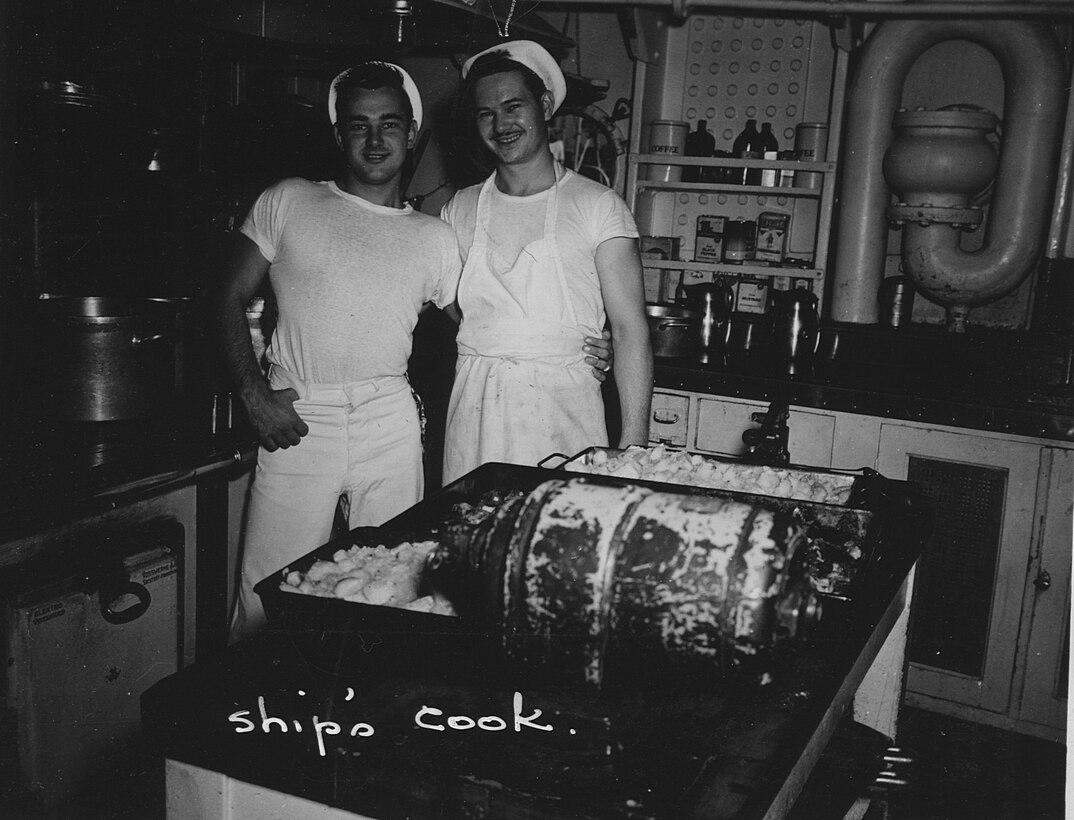 Galley & Cooks aboard USS SEA CLOUD, 1944