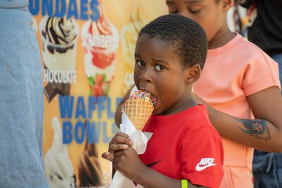 Child eating ice cream cone