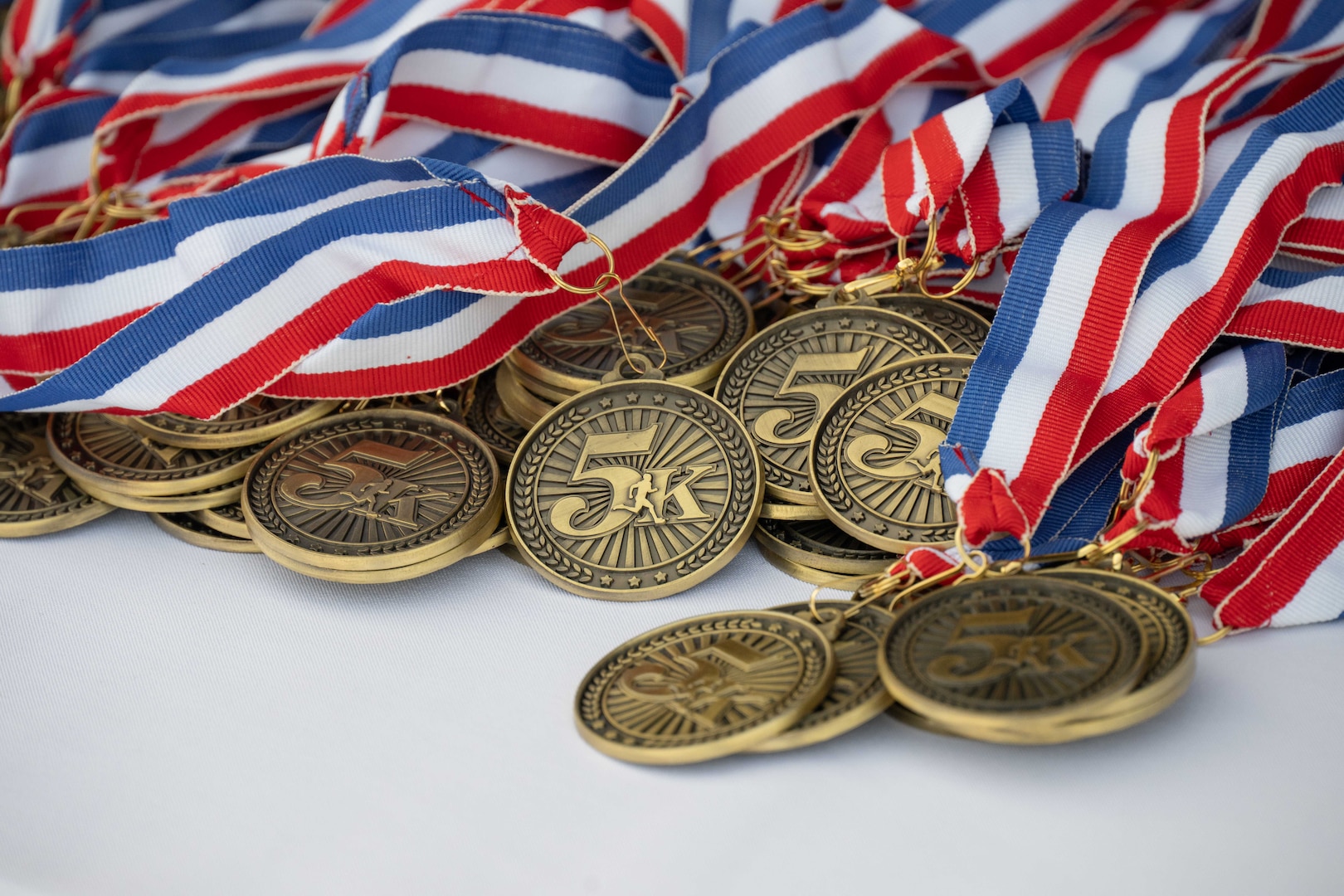 medals with red, white and blue ribbon