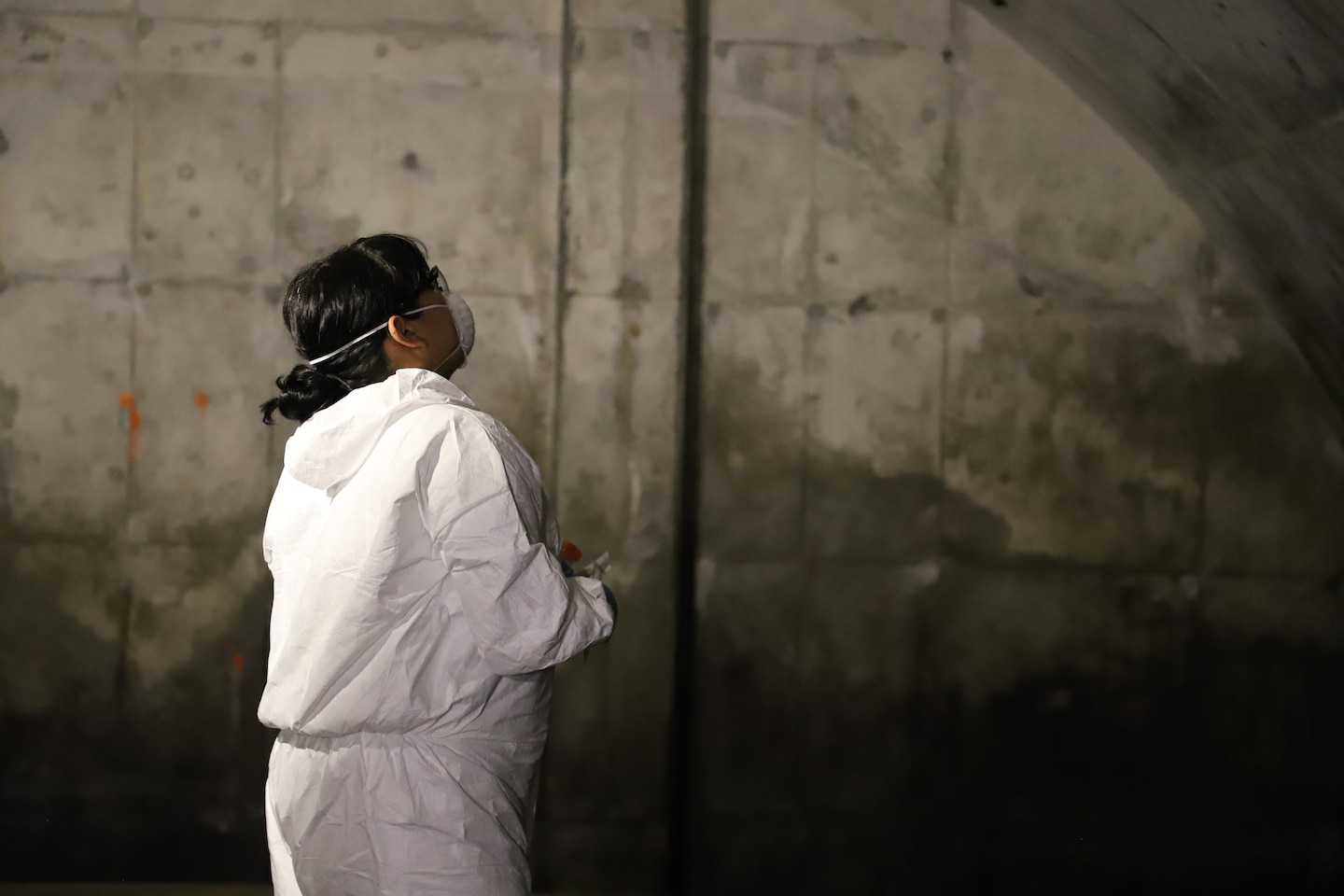 The ERDC-CERL team assessing mold in the Earth Covered Magazines (ECMs)