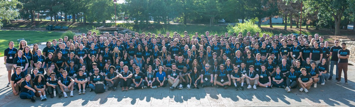 Air Force Premier College Intern Program members take a group photo before their trip to Tinker Air Force Base