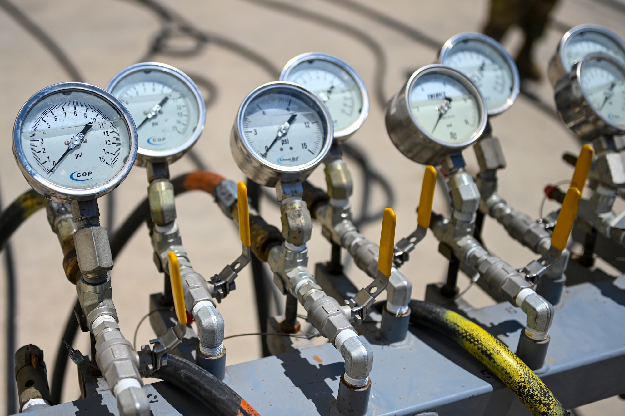 Air pressure valves shown of the flightline