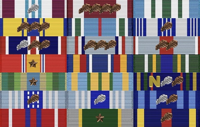 A graphic of a military ribbon rack