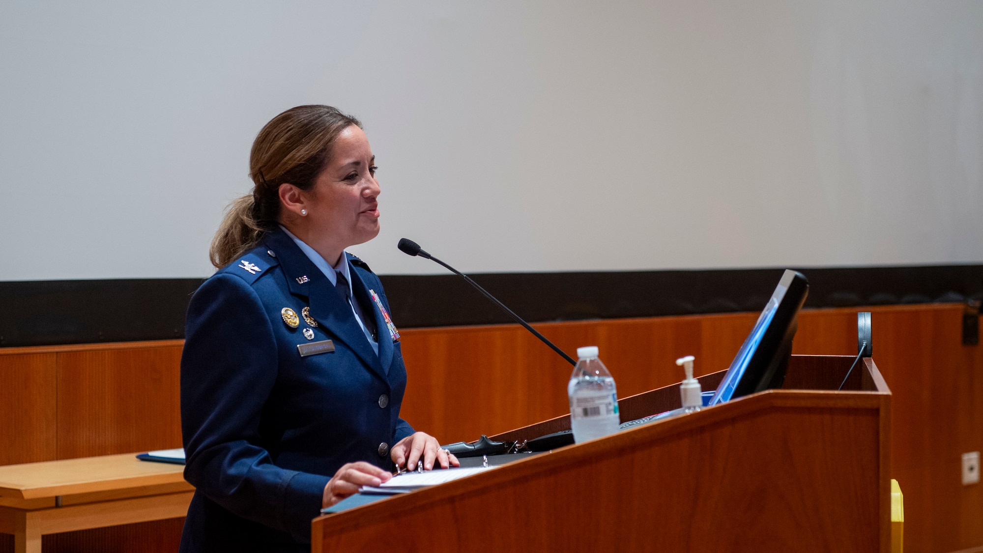 Col. Ariel Batungbacal, delivers opening remarks during the Networked Weapons and Modeling Intelligence Group change of command.