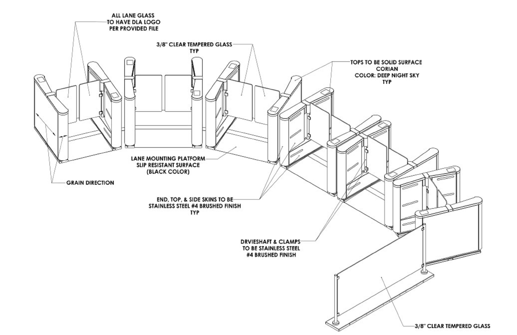 Graphic shows 6 turnstiles