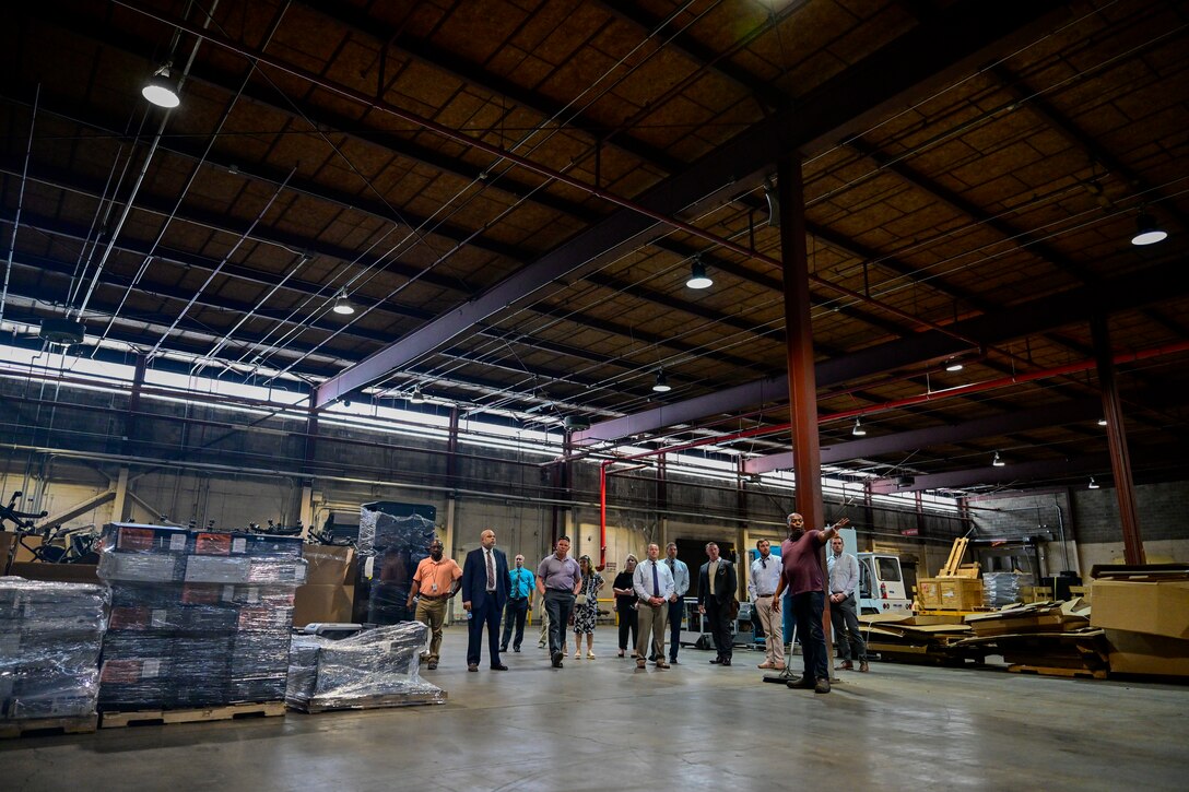 A group tours DLA Disposition